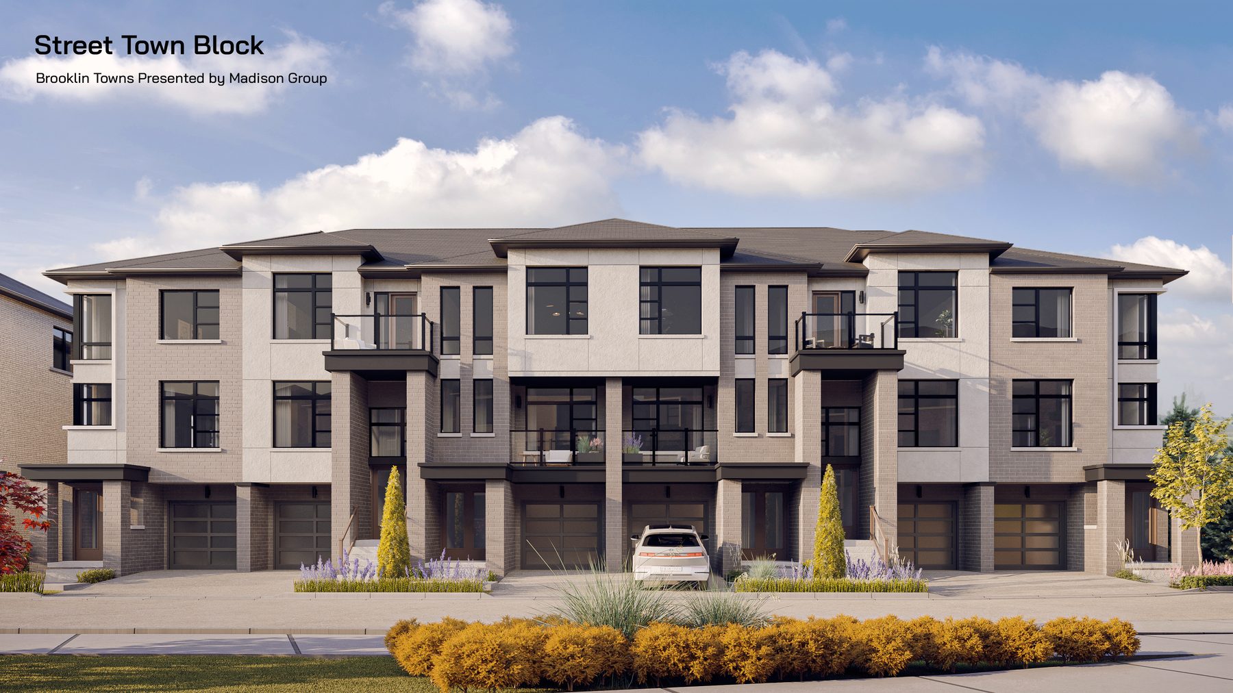 Brooklin Towns exterior of a three-story Street Town block (artist's concept)