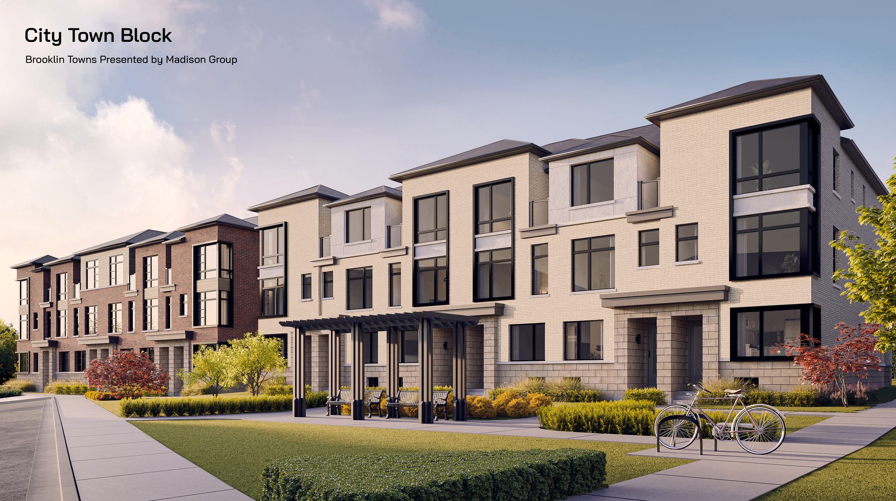 Brooklin Towns exterior view of a three-story City Town block (artist's concept)