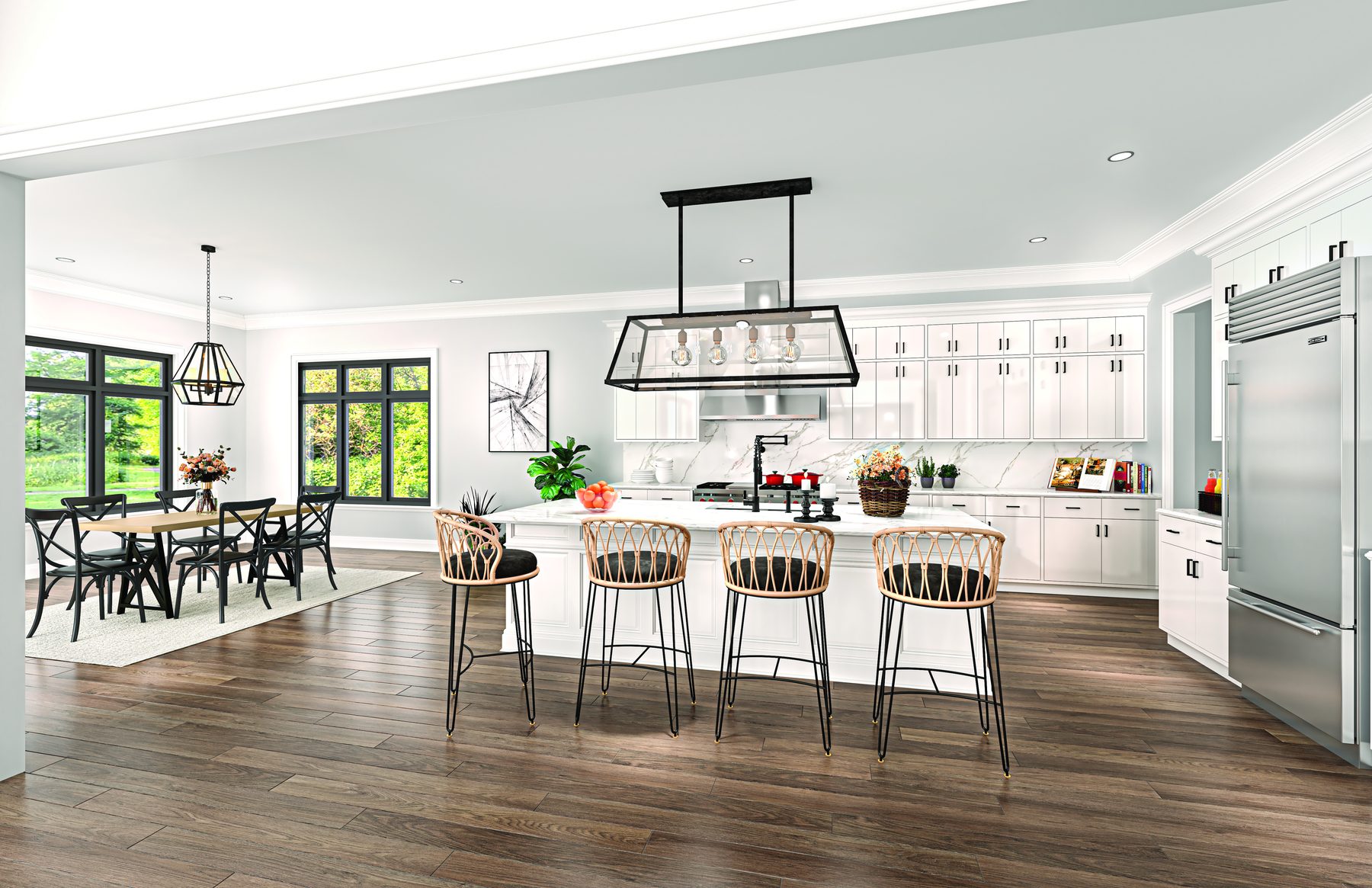 Eagles Rest open kitchen and dining area with island seating (artist's concept)