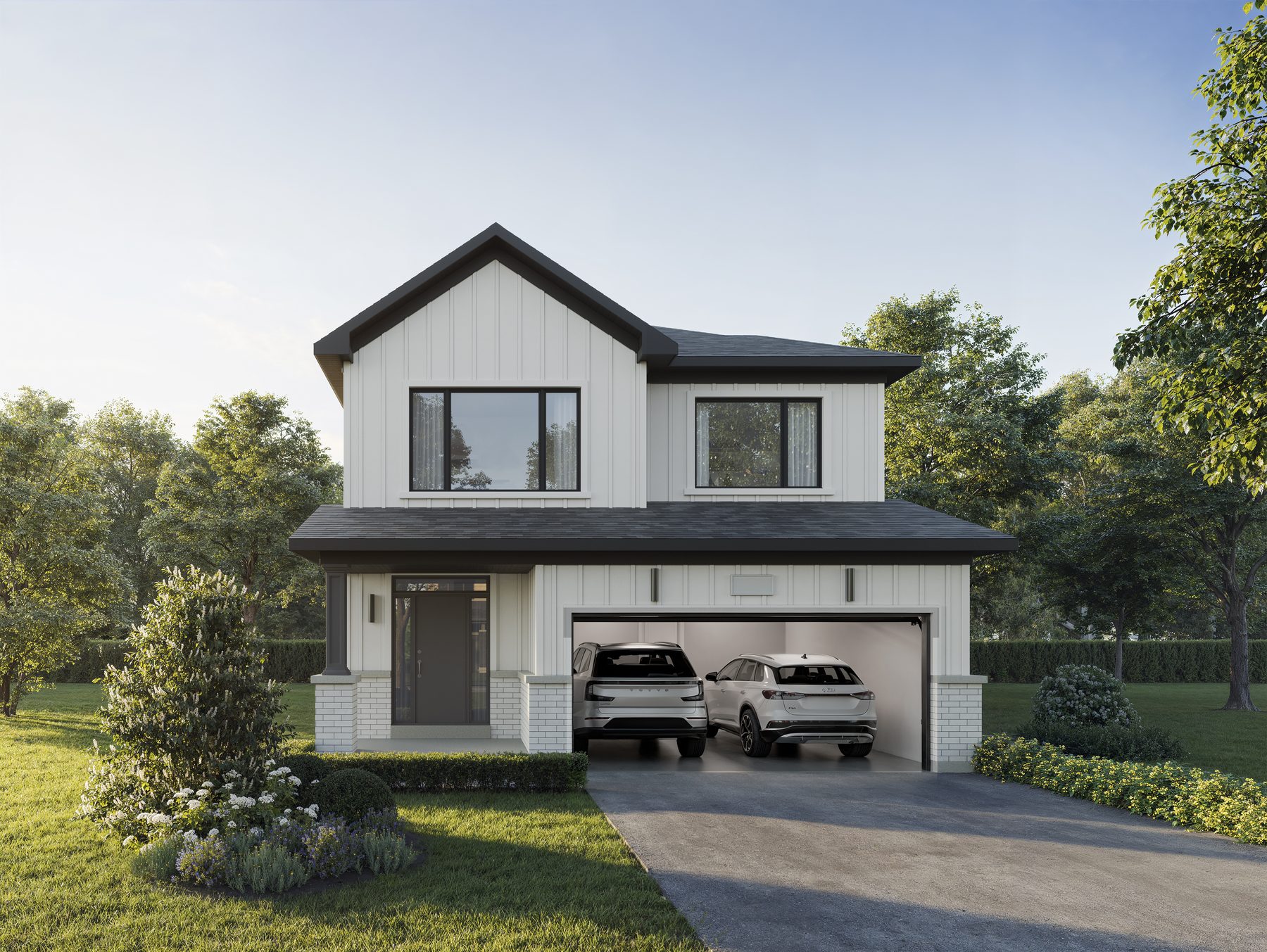 The Heights of Harmony East two-story light house exterior with a double garage (artist's concept)