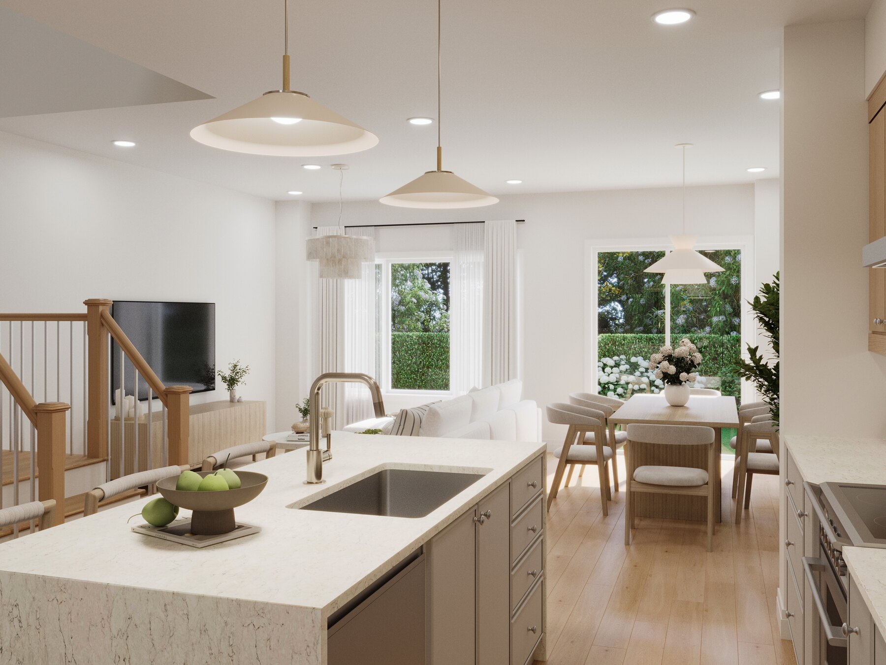 The Heights of Harmony open concept kitchen, dining, and living area (artist's concept)