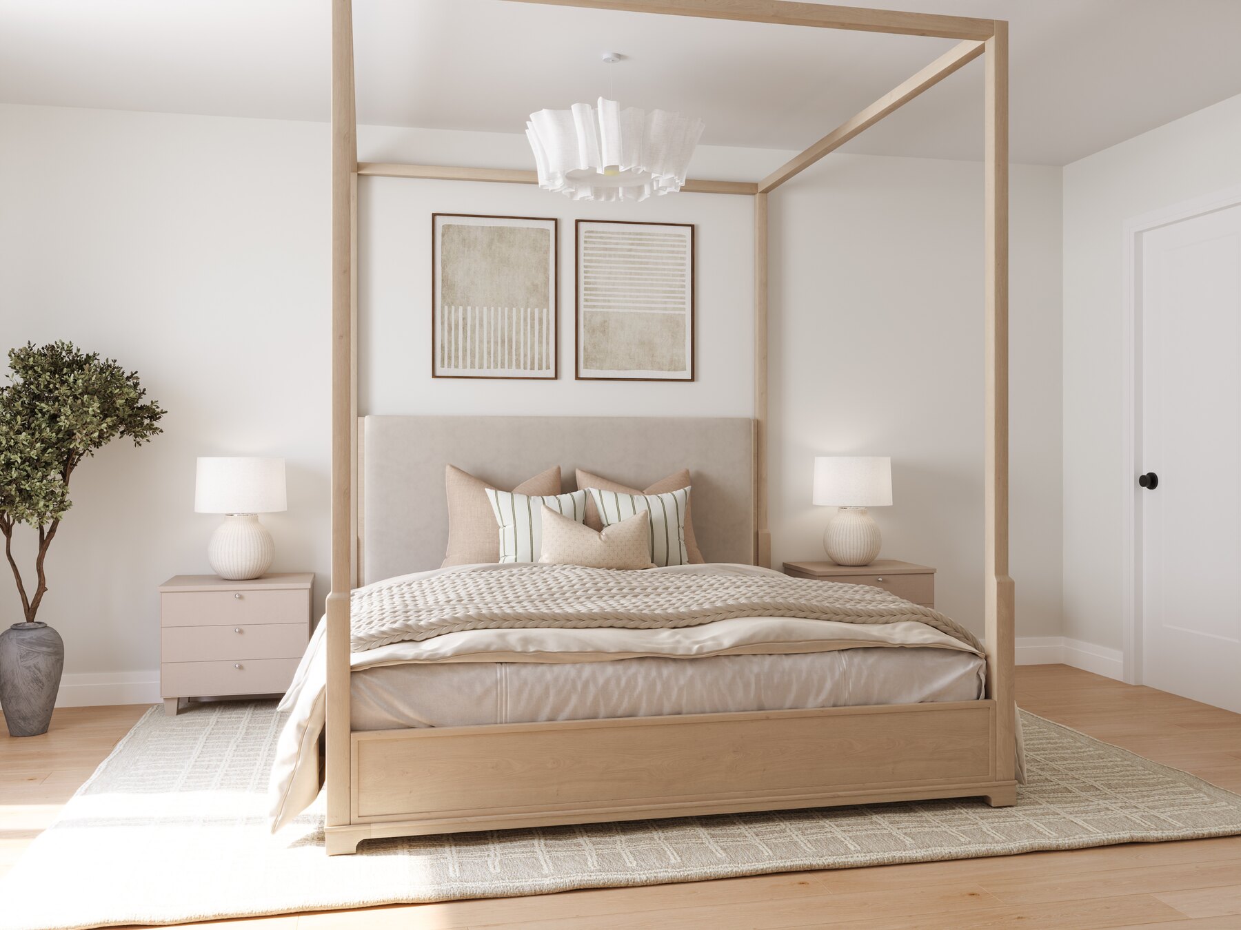The Heights of Harmony primary bedroom with a canopy bed (artist's concept)
