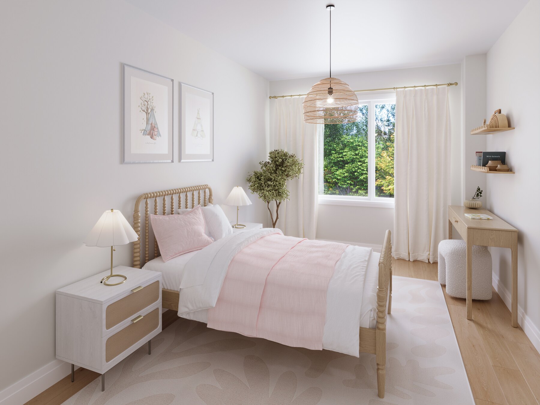 The Heights of Harmony nursery with a crib and armchair (artist's concept)