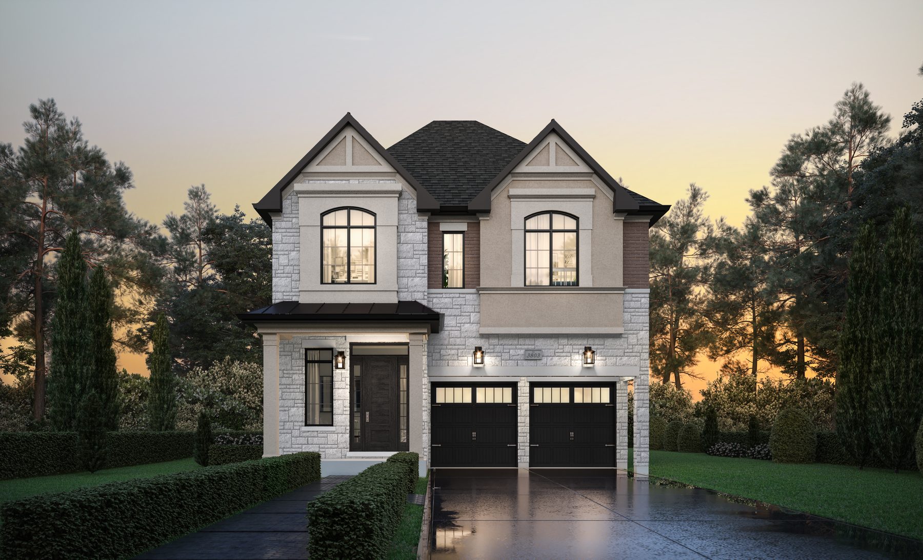 Joshua Creek Montage Hallett detached house with arched windows and double garage (artist's concept)