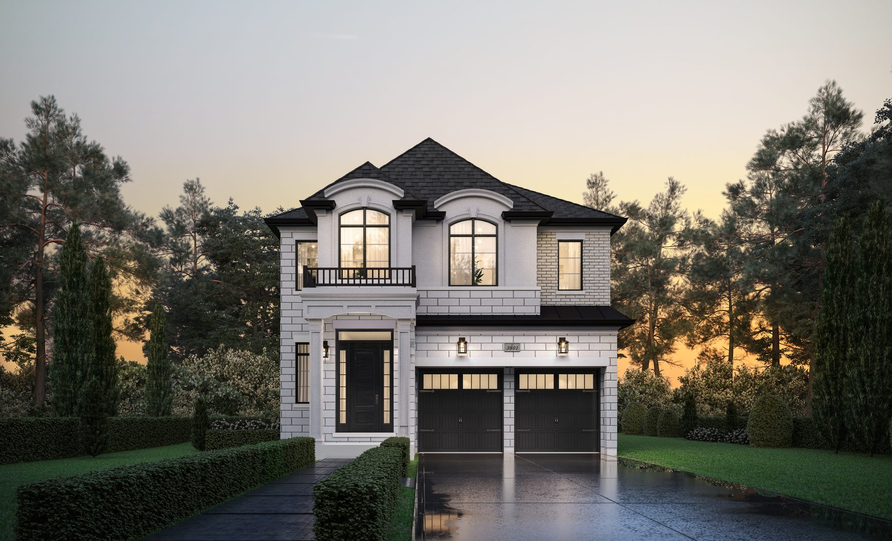 Joshua Creek Montage Hallett detached house exterior featuring a small front balcony (artist's concept)