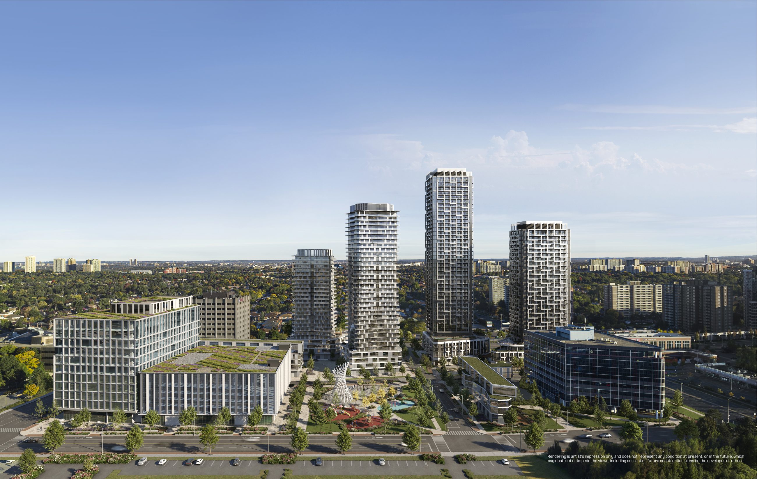 Aerial view of the LSQ2 multi-building community (artist's concept)