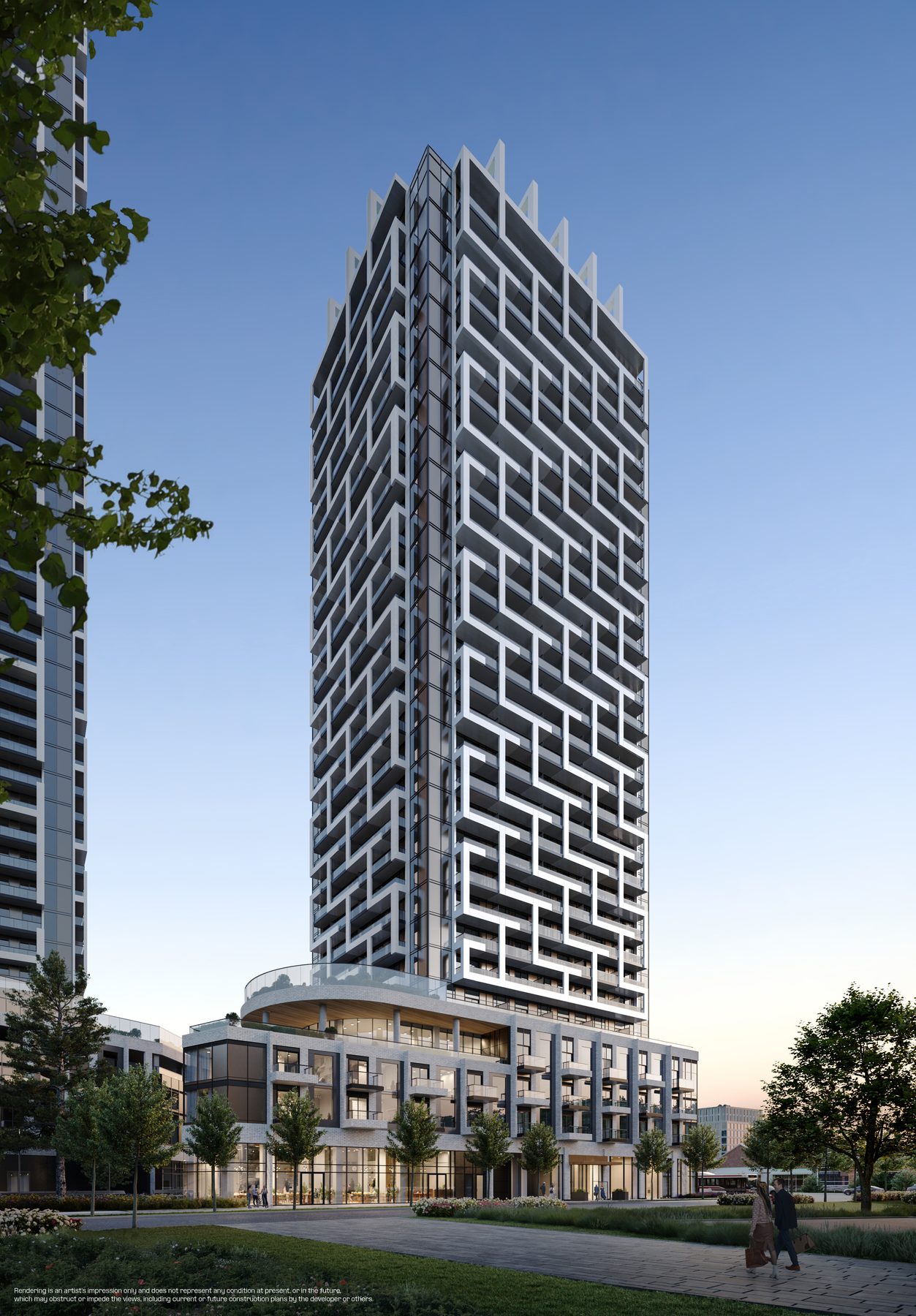 Exterior view of a single LSQ2 high-rise tower and podium (artist's concept)