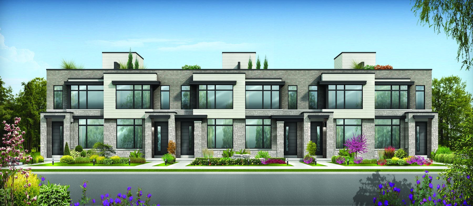 Front exterior view of an Oakbrook Towns II building (artist's concept)