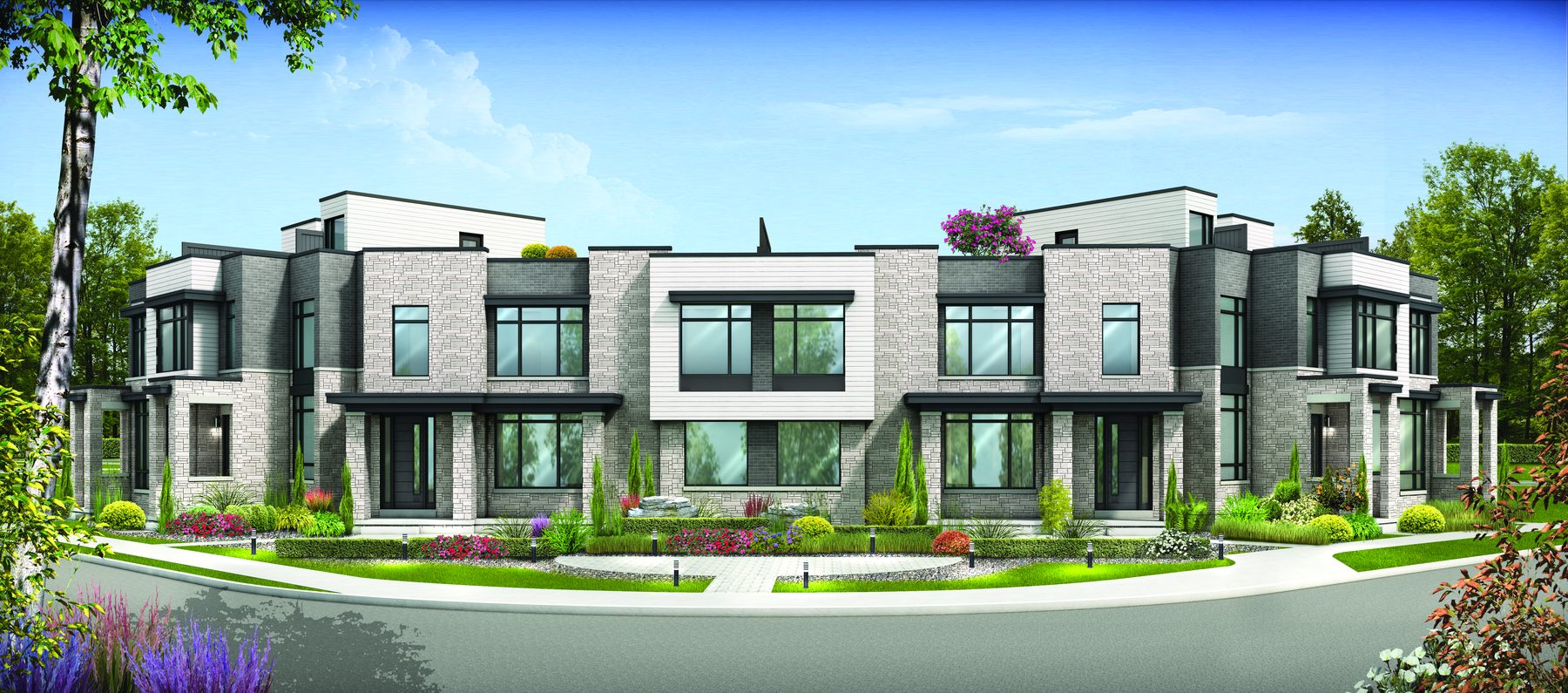 Curved front exterior of an Oakbrook Towns II building (artist's concept)