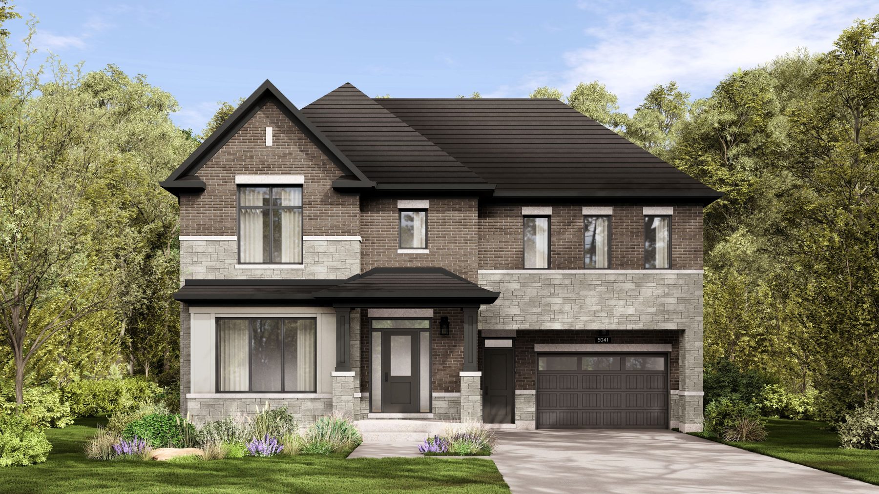 Summer Valley grey brick house exterior with a double garage (artist's concept)