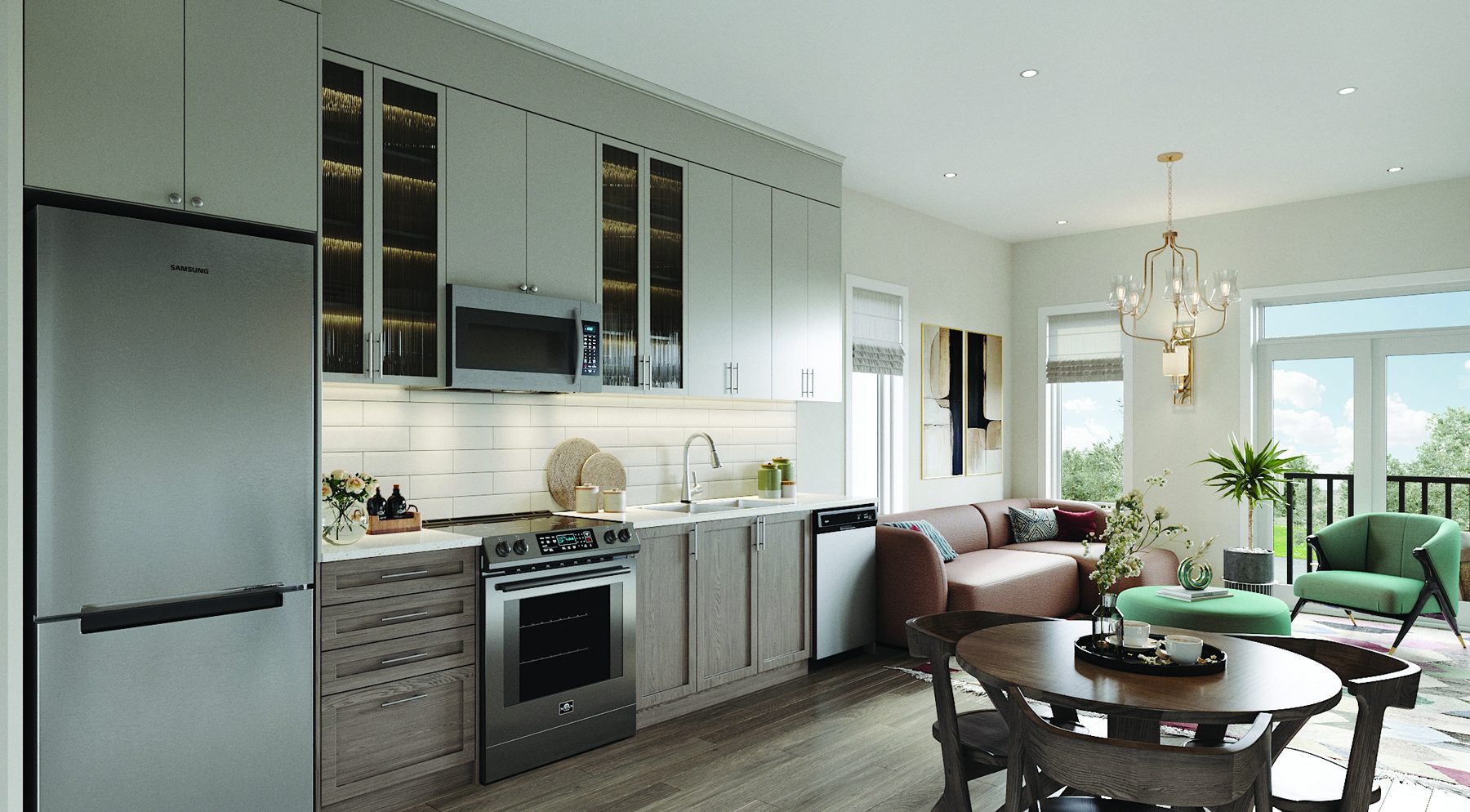 Summit Series kitchen and dining area with a round dining table (artist's concept)