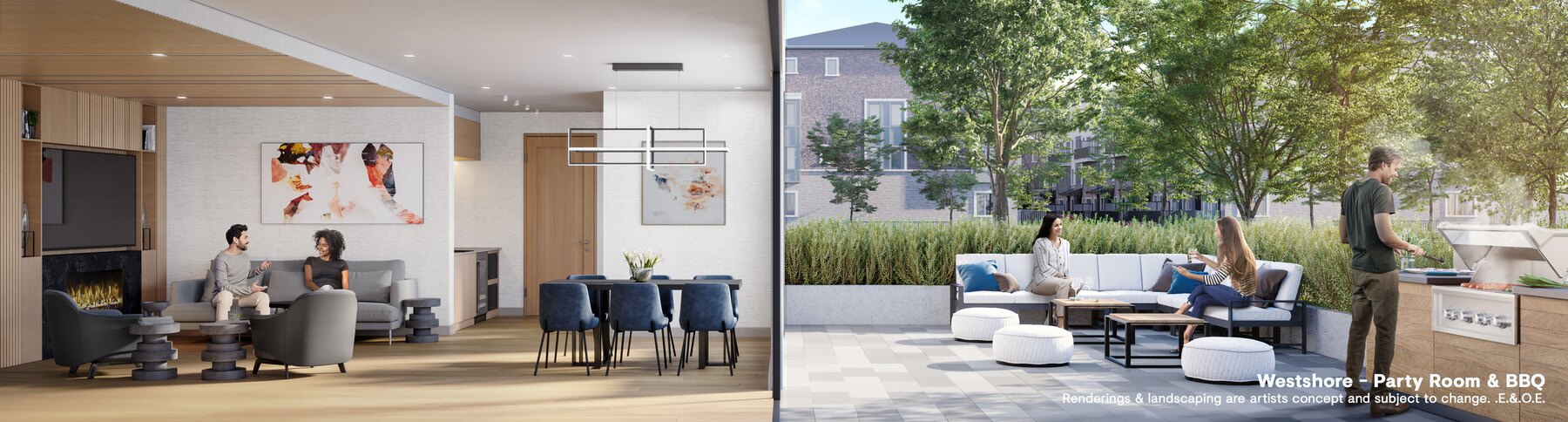 Westshore indoor party room and outdoor barbecue area with seating (artist's concept)