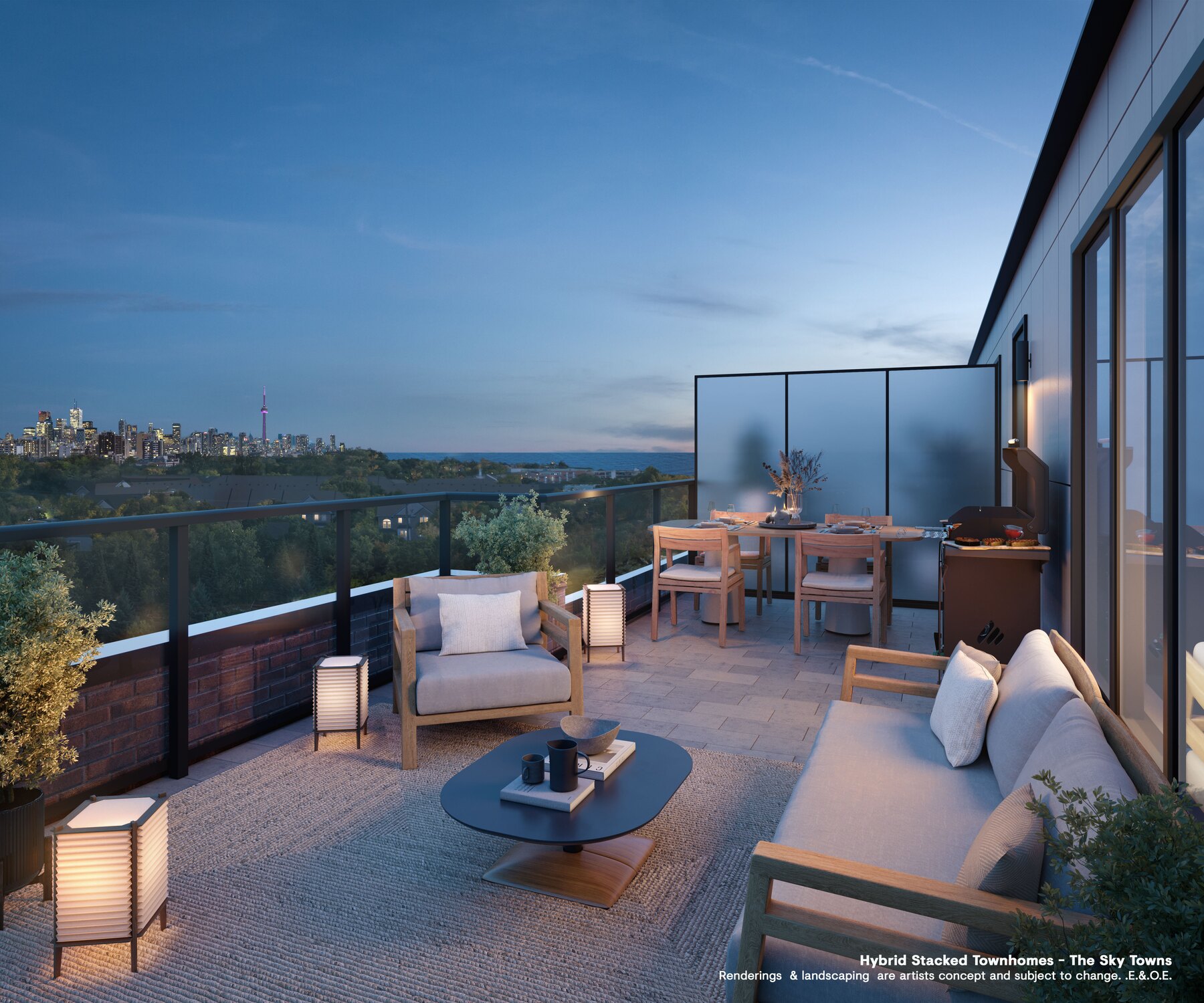 Westshore private rooftop terrace with seating, dining area, and barbecue (artist's concept)
